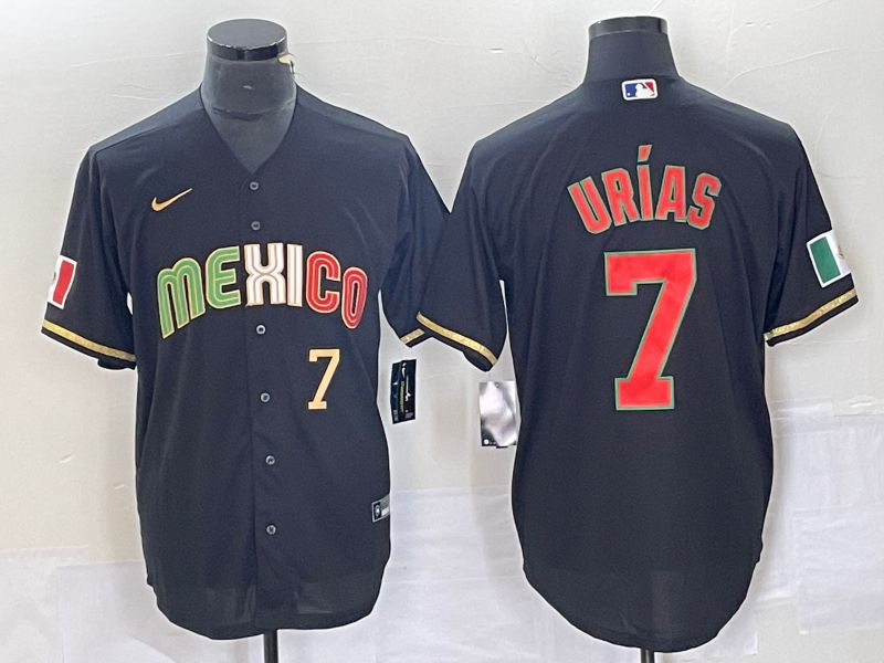 Men 2023 World Cub Mexico 7 Urias Black Nike MLB Jersey style 91834